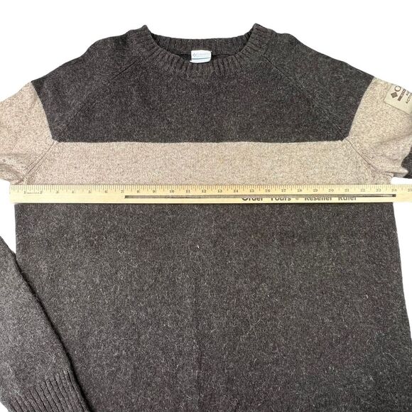 Columbia Mens Sweater Size XL Brown Beige Stripe Crew Neck Wool Blend Outdoor - Picture 8 of 9